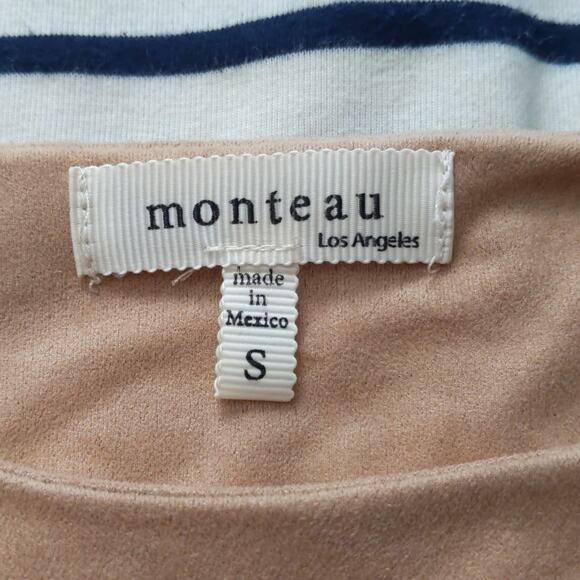 Monteau Los Angeles Striped Jersey Dress with Faux Suede Accents - Picture 7 of 8